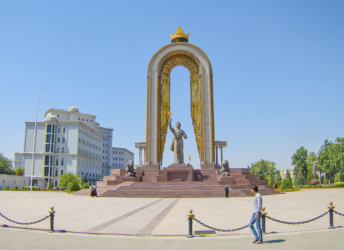 The Ismail Somoni Monument in Dushanbe