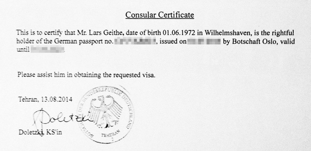 Consular Certificate