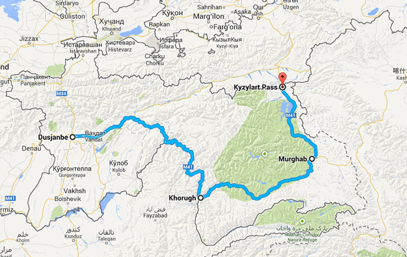 Our route along the Pamir Highway